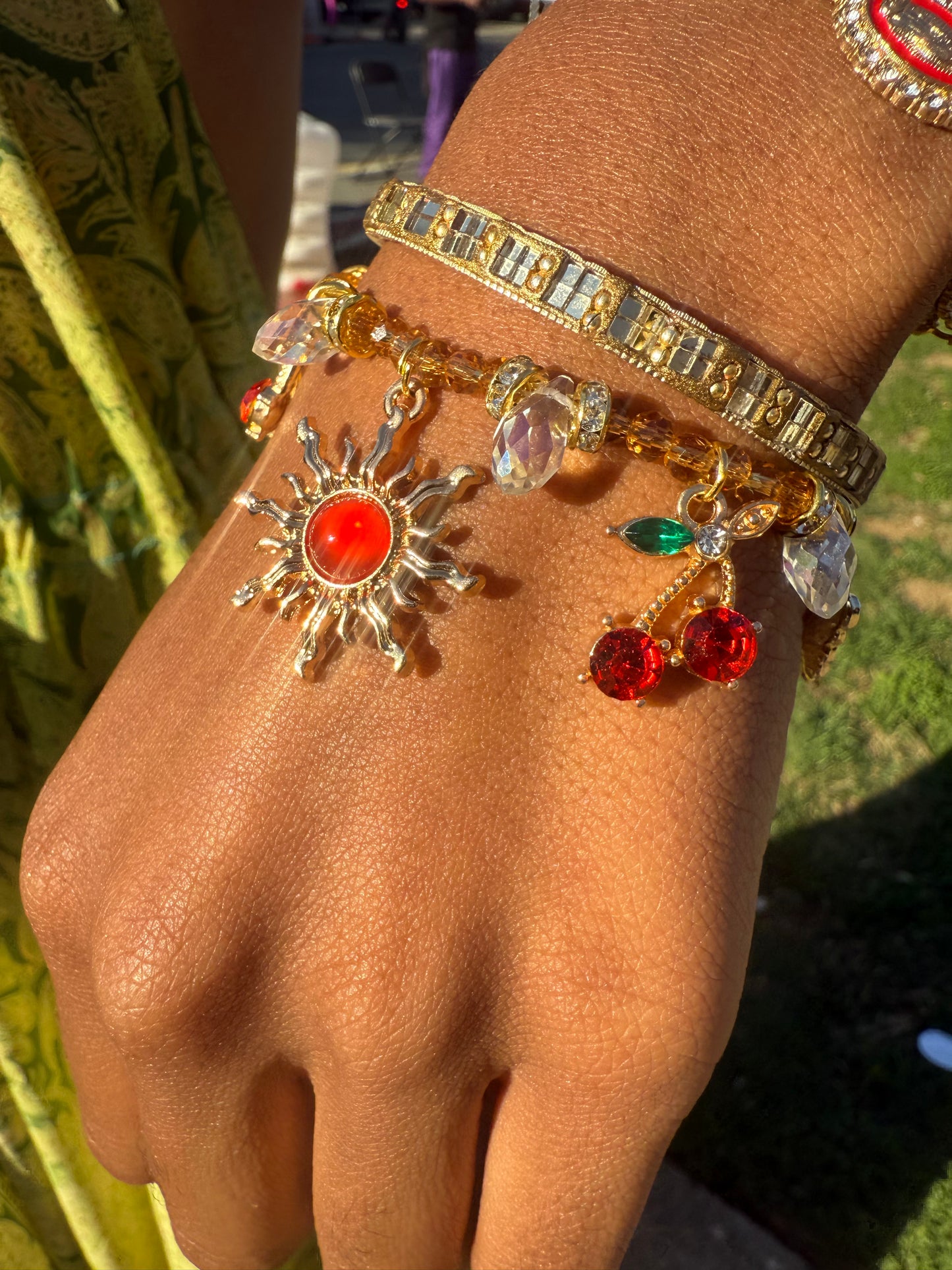 Beaded Cherry Sun Anklet/Bracelet🍒